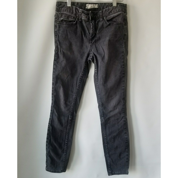 Free People Denim Gray Jeans Zip Up Legging Size 26 - Picture 3 of 11